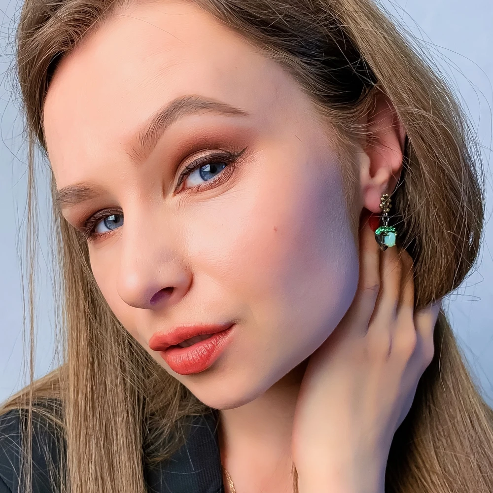 DreamCarnival1989 New Original Feminine Earrings-Ring Set for Women Hanging Charm Key to Open Her Heart Dangle Jewelry ER4029+31