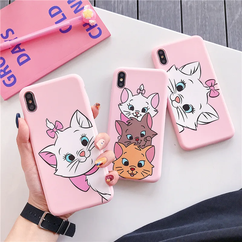 

Shell phone Marie case for iphone 8 plus with a cat pink cartoon AristoCats Marie Cats for iphone xs max x xr 8 7 6 6s plus 6 s