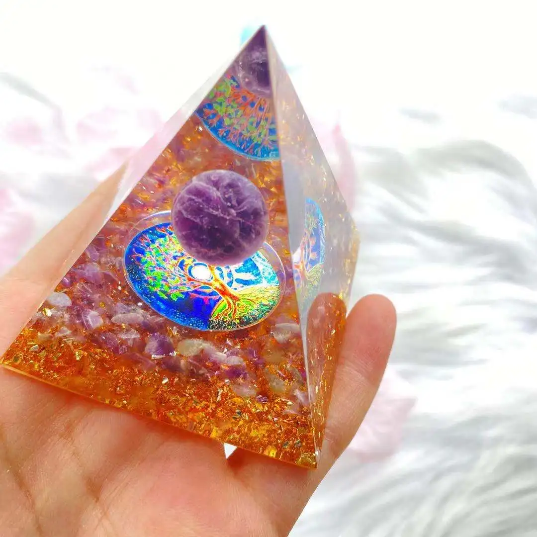 

5-6cm Natural Crystal Pyramid, Mixed Energy Gem, Reiki Healing Gift, Room Decoration, 1Pc