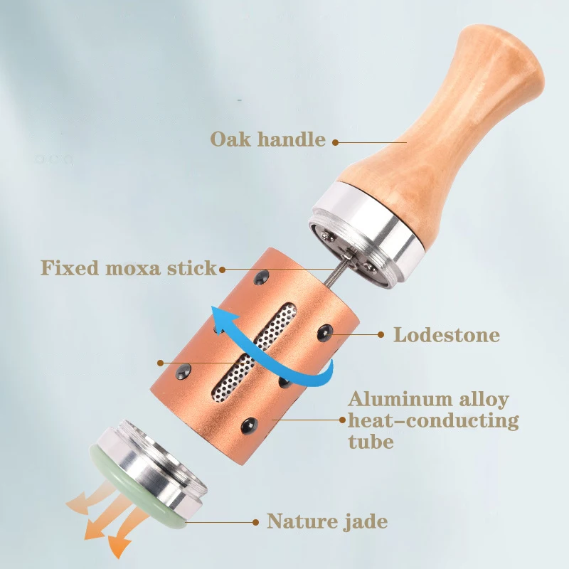 Jade Facial Beauty Massage Device Warm Moxibustion Rods Rotatable Lodestone Massager Moxa Stick Body Meridian Acupuncture Point facial massager massage tool