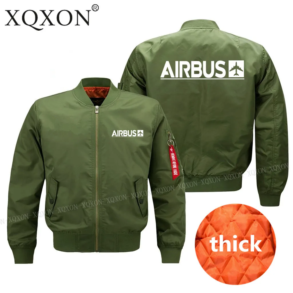 XQXON-, новинка, черная, синяя и Зеленая Мужская куртка пилота, дизайн Airbus, высокое качество, мужские пальто, куртки, весна, осень, зима, одежда J712 - Цвет: Army green thick