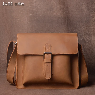 big bag camel A01 винтажная сумка унисекс из натуральной коровьей кожи - Color: big bag camel