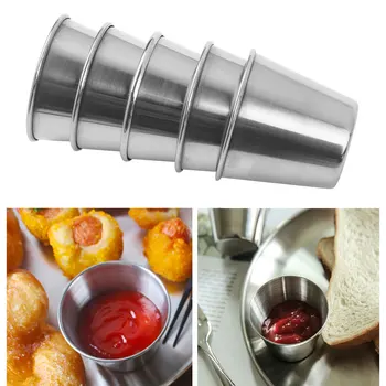 

5Pcs Sauces Butter Dish Stainless Steel Condiment Cups Anti Splash Storage Container Tray Home Restaurante Mini Appetizer Plates