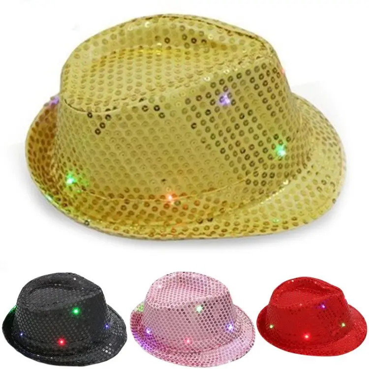 FEDORA HATS PARTY HAT LIGHTS SALE! PINK SEQUIN FLASHING L.E.D
