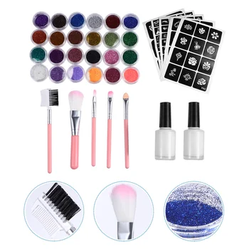 

1 Set Glitter Tattoo Kit Durable Safe Chic Tattoo Template Tattoo Glitter DIY Tattoo Tool for Kids Adult Teenager