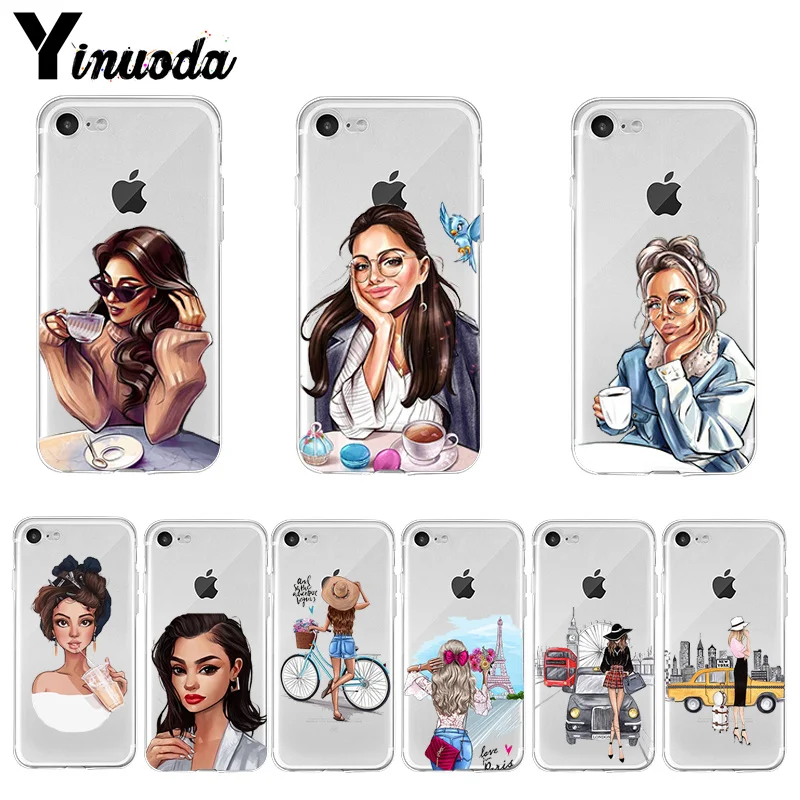Yinuoda VOGUE Art Princess Girls Female boss coffee Чехол для телефона iPhone 8 7 6 6S Plus X XS max 10 5 5S SE XR Coque