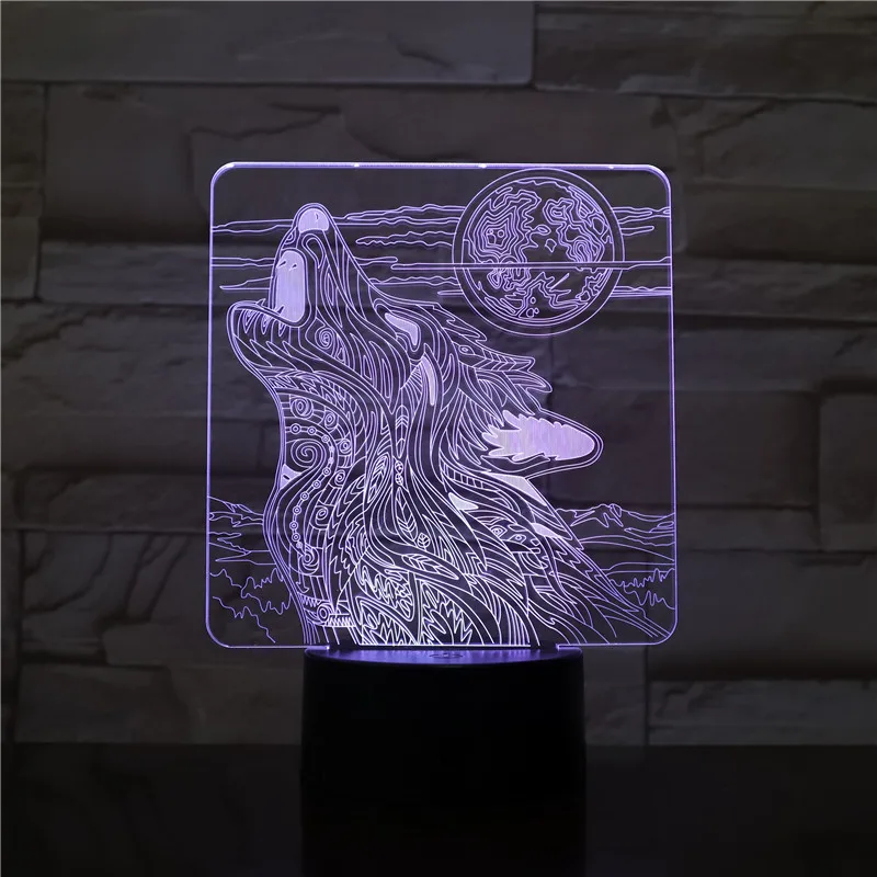 Roaring Moon Wolf 3D лампа ночник USB/батарейный светодиодный ночник лампа визуальный световой эффект подарок для подростка Прямая поставка