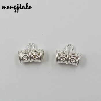 

26pcs/lot Bails Beads For Jewelry Making DIY Necklace Bracelet Bright Silver Bails Beads Charm Bails Beads 12x9mm