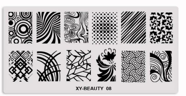 1 Pcs Mixed Design Line Animals Stainless Steel Nail Stamping Plates Rectangular Image Template DIY Manicure Stencils Tools XY-BE 08