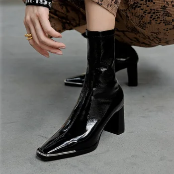 

2020 new arrives women boots high quality black zipper autumn winter shoes woman ankle riding boots dress party shoes size 34-40