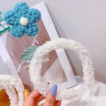 

Women Faux Wool Fuzzy Headband Cartoon 3D Spring Flower Hair Hoop Photo Props 449F