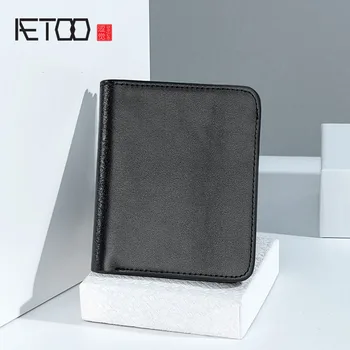 

AETOO Leather ultra-thin wallet, head leather driver's license wallet, men's simple multi-function wallet