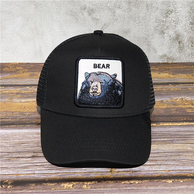 black BEAR Новинка, GoorinS, животная ферма, шляпа для мужчин, Лев, зверь, вышивка, бейсболка, животное, дышащая сетка, Дальнобойщик, хип-хоп шапки - Цвет: black BEAR