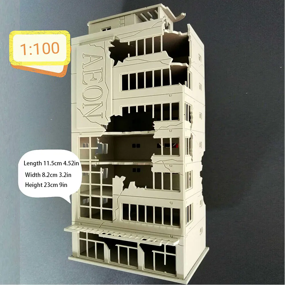 1:144 1:100 N Scale Battle Damaged AEON Building Destroyed House Battle Building ABS Plastic Model gears sets