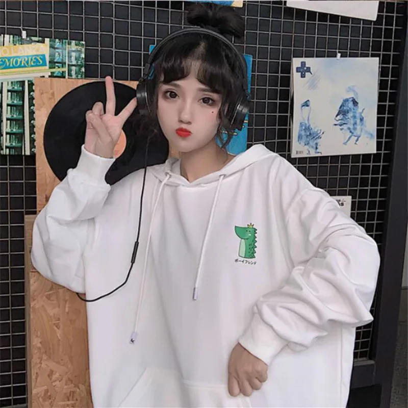 Толстовки женские Ulzzang Kawaii милые Harajuku мягкие студенческие тонкие свободные уличные модные простые женские s одежда шикарные повседневные