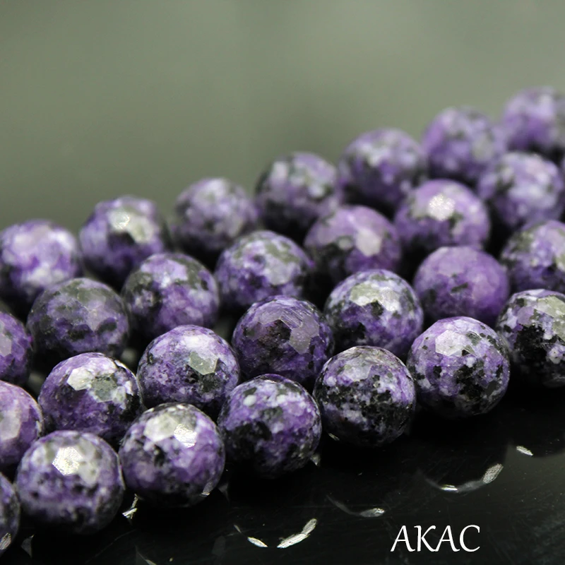 

AKAC natural purple charoite faceted beads with dyeing color 7+-0.2mm for diy making