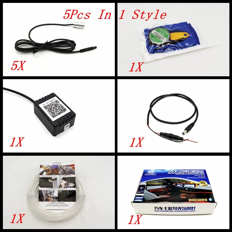 Tai Wai Lee 6M 4/5/6 шт. в 1 светодиодный RGB приборной панели атмосфера светодиодные полосы света автомобиля светильник Мобильный Bluetooth APP звук музыки Управление внутреннего освещения - Испускаемый цвет: RGB 5Pcs in 1
