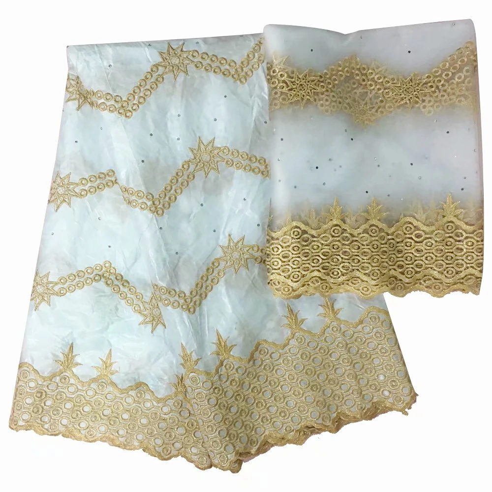 Последняя конструкция белая африканская кружевная ткань ткани модная вышивка Базен riche getzner с бисером нигерийская кружевная ткань bazin 7 ярдов/партия