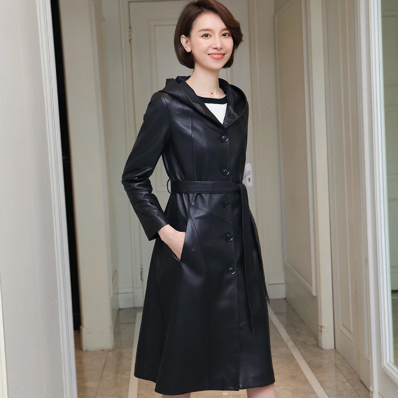 

Spring Autumn Sheepskin Coat Real Genuine Leather Jacket Women Clothes 2020 Korean Vintage Long Trench Coat Women Tops ZT2320