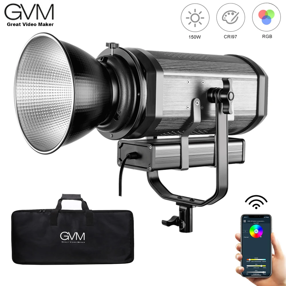 GVM RGB-150S COB RGB Full Color LED Video Light CRI 95+ TLCI 95+ Bi-color 2000K-5600K Dimmable for Photography Video Studio DSLR