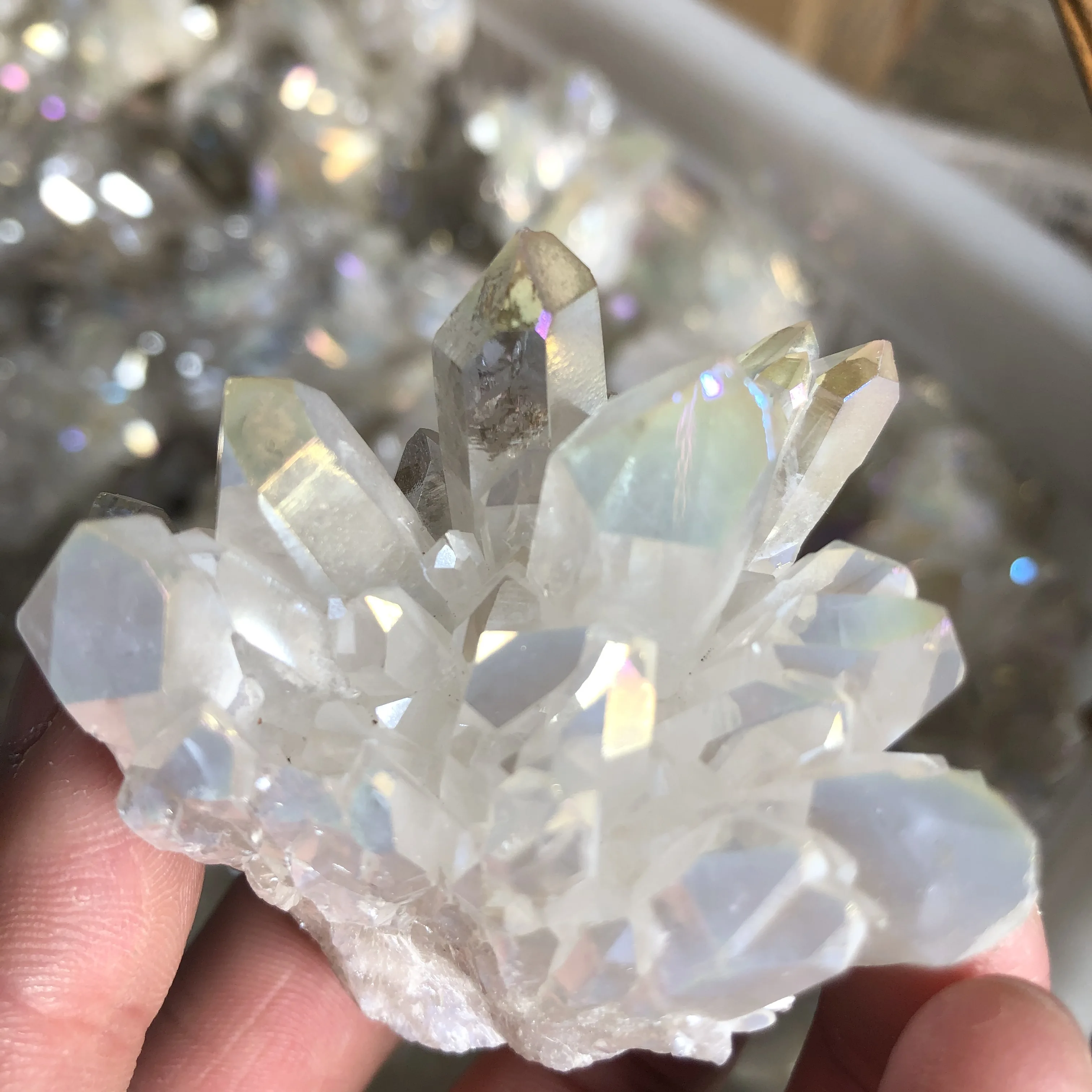 

Natural quartz crystal electroplating sample energy solidification