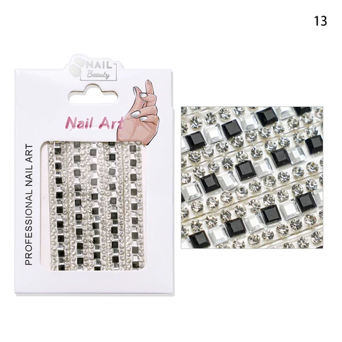 Luxurious Nail Crystal Chains NICE French Wide Lines AB Arbitrary Cut Charms Rhinestones Glass Belt Nail Art Gemchain 3D