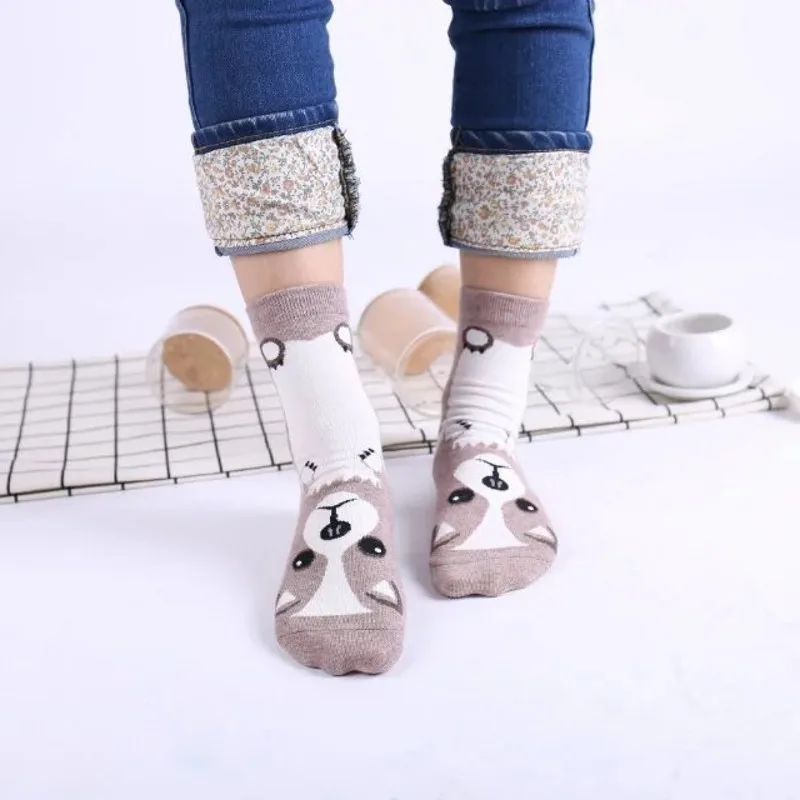 5 Pair Women Christmas Socks Rabbit Cute Cotton Cartoon Casual Funny Socks Comfortable Japanese Harajuku Kitten Acrylic New