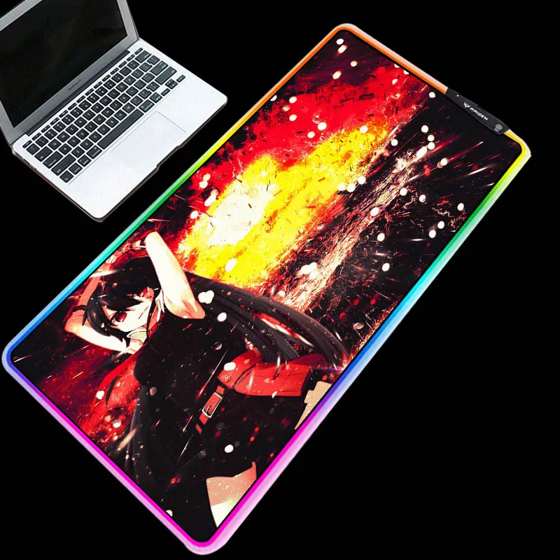 

Mairuige RGB Girl Explosion Pattern Keyboard Pad Anime Table Mat LED Lighting Game Mandatory Mouse Pad
