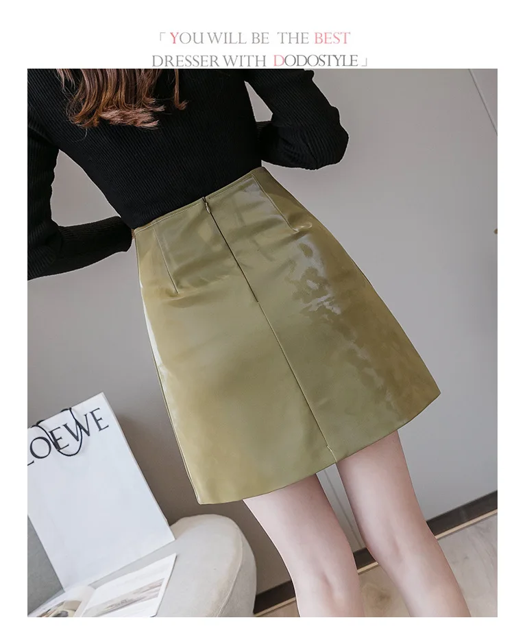 Heydress Осенняя модная однотонная кожаная юбка короткая Асимметричная юбка с высокой талией Мини-юбка высокого качества на пуговицах
