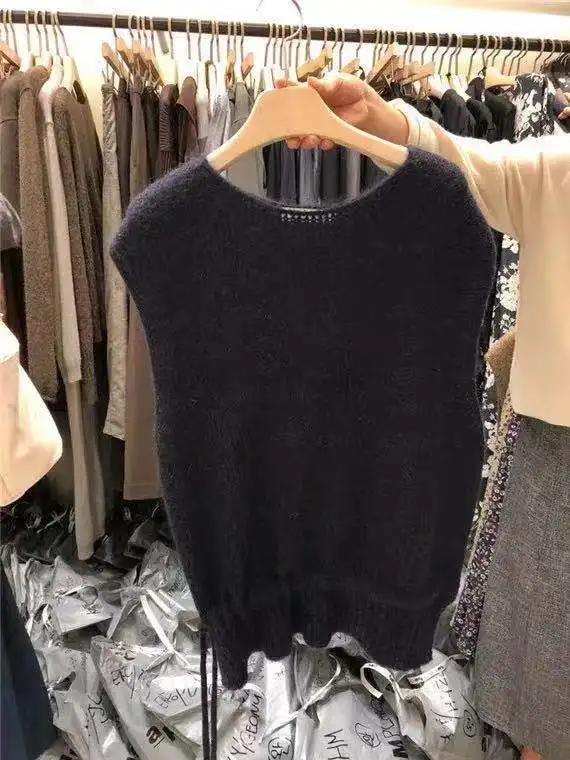 De Punto Chaleco De Cachemira Chaleco Coreano Corto Delgado Sin Mangas Spring And Autumn Vest Women Fashion Casual Sweater