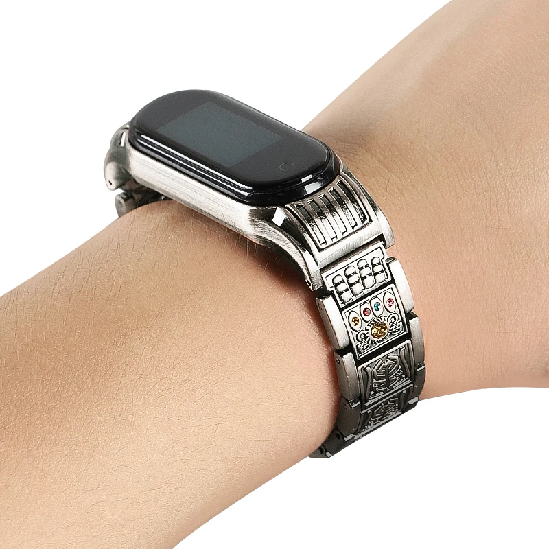 Online Pulsera de Metal para mi band 3 4 NFC correa de repuesto de acero inoxidable para xiaomi mi Band 3 Correa mi band 4 accesorios