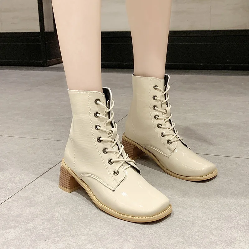 

Shoes New Style 2019 Trendy Shoes Martin Children Autumn & Winter Boots Women's England after Zipper with Chunky-Heel plus Velve