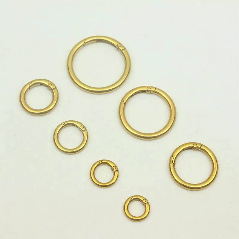 30pcs 10/13/16/19/25/31/38mm Old Gold Spring O Ring Buckles Openable Keyring Clasp Clip Bag Belt Leather Craft DIY Bag Parts