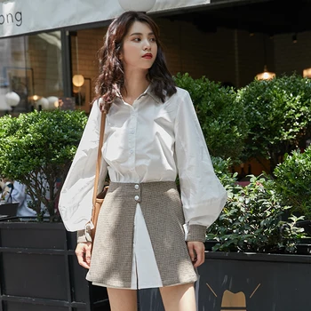 

Women Dress Casual Plaid Office Dresses Skirt Shirt Two-Piece Set Women's Set's Matching sets for women Shirt 234G