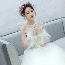 Женские свадебные полный палец гофрированные Свадебные сетчатые перчатки синий Искусственный Жемчужный Цветок из горного хрусталя Короткие расклешенные варежки вечерний костюм