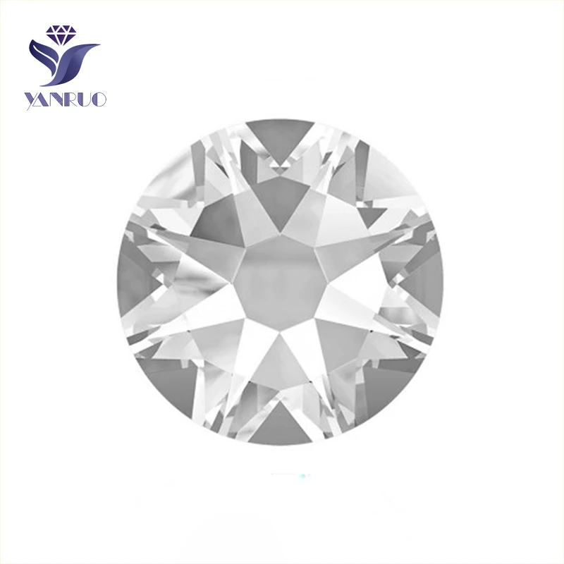 YANRUO 2088 非ホットフィックス 8 ビッグ 8 小さな DIY ストラスクリスタルスティック爪フラットバックラインストーンネイルアートの装飾