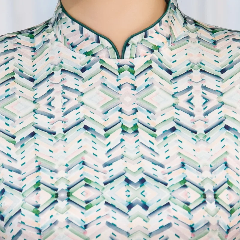 Женское Короткое платье Ципао из натурального шелка короткое китайское с