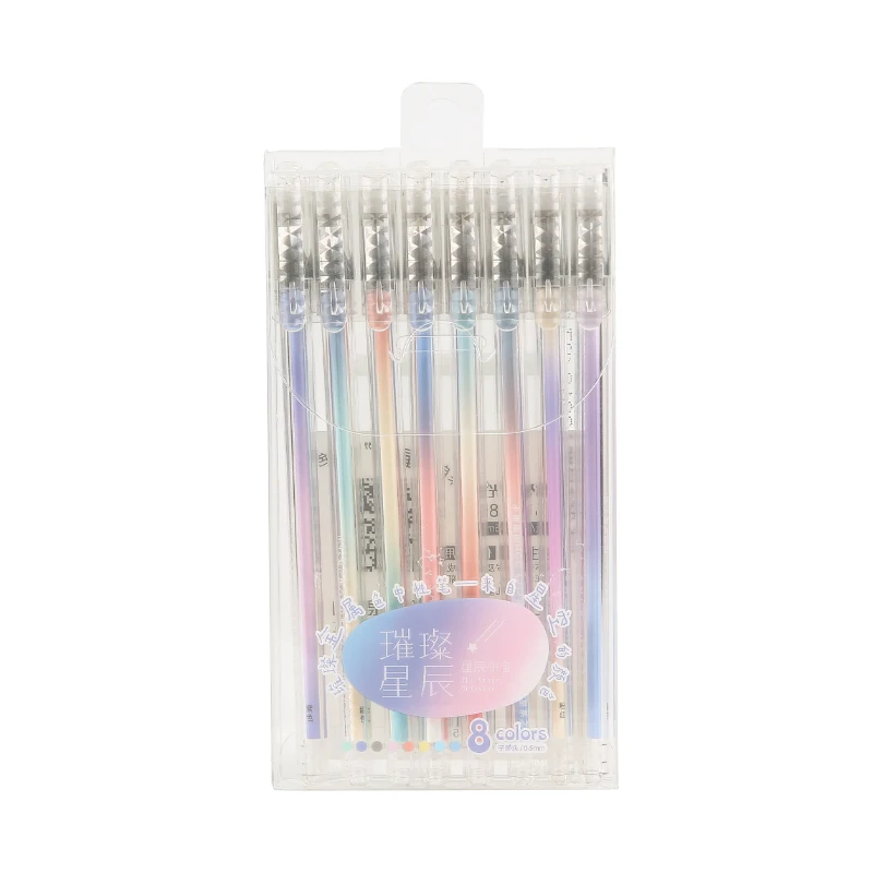 Andstal 8colors/set Metallic Colors Gel Pens Set 0.5mm M&G Glitter color gel ink pen Drawing Art Marker Pen Gift Stationery
