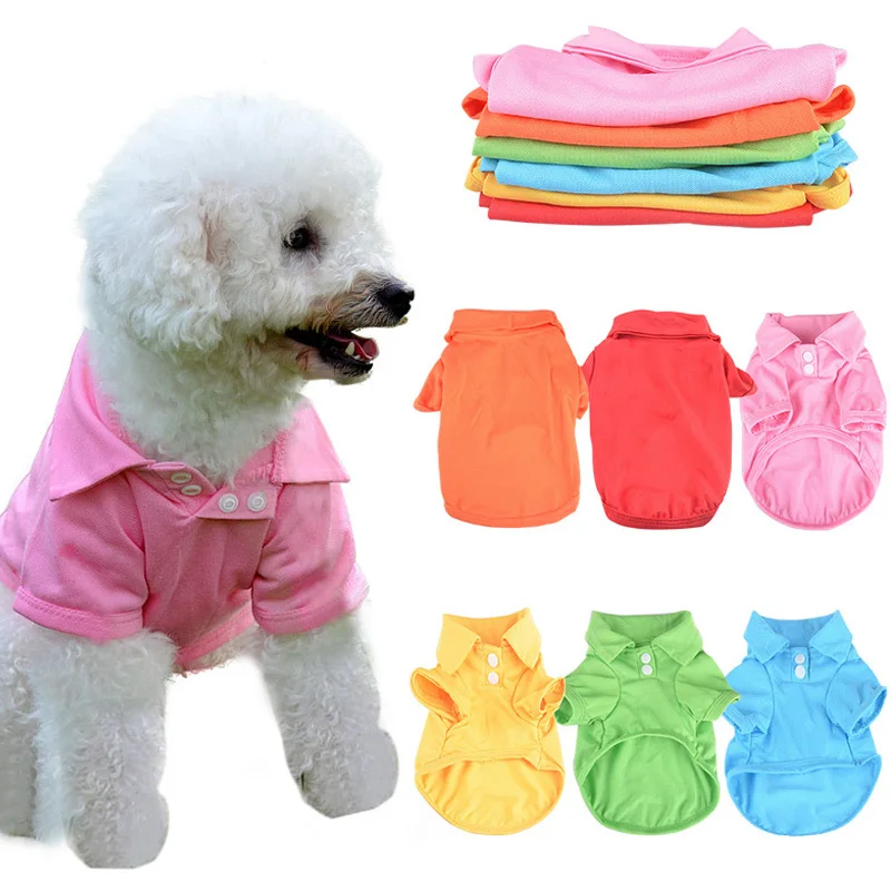 Ropa de perro para cachorros perro Color caramelo camiseta Bulldog francés camiseta de perro perros ropa lindo cachorro camisa de Polo para perros pequeños
