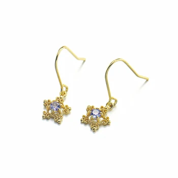 

Cute Little Star Charm Earrings Gold in Solid sv925 Ear Hook Earring Dainty Blue Crystal Natural Stone Earring Birthstone Gifts