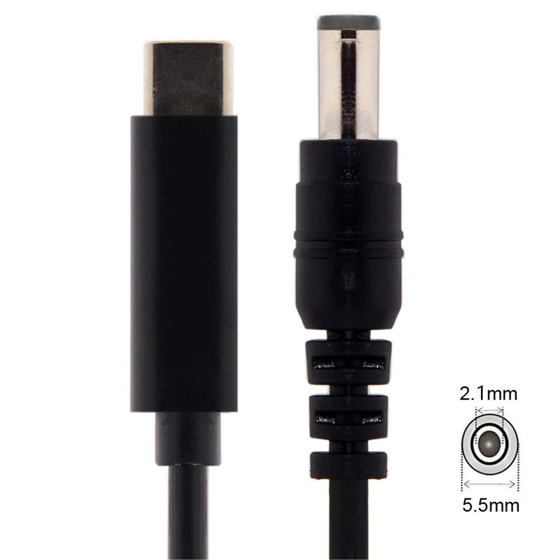 ABKT-Type C USB-C Input To Rectangle 5.5*2.1Mm Power PD Charge Cable for Laptop Notebook 180Cm 6Ft