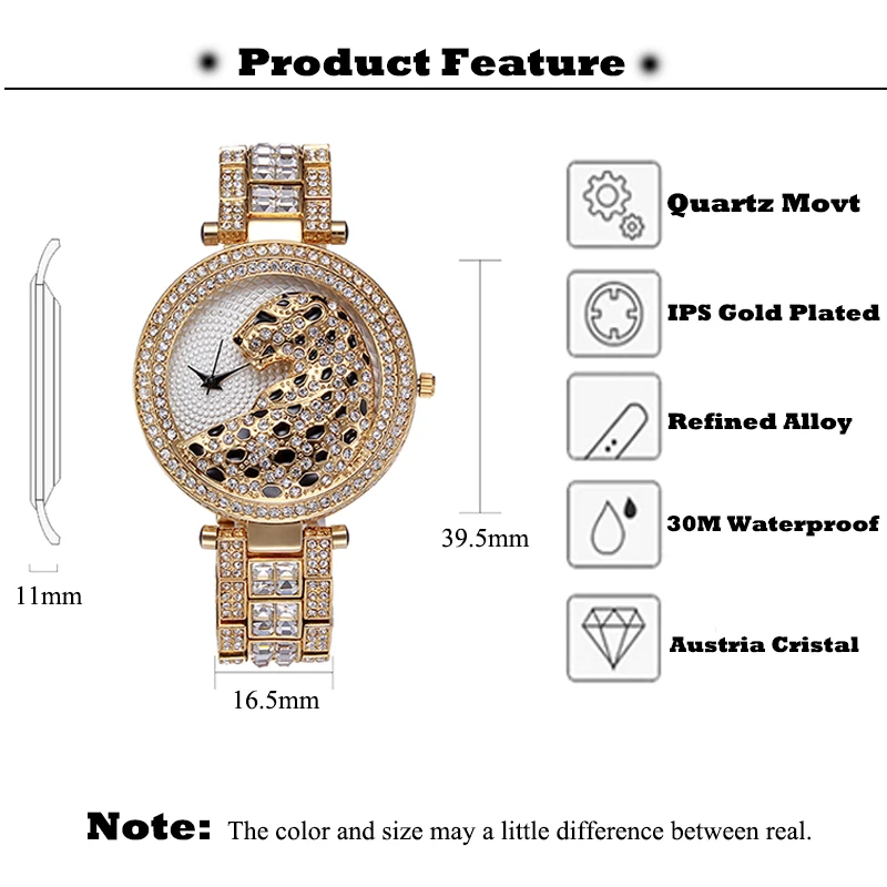 MISSFOX Tiger Wonder Women Fashion Watches Quartz Bracelet Watch Timepiece Golden Clock Ladies Gold Shockproof Waterproof Watch women watches