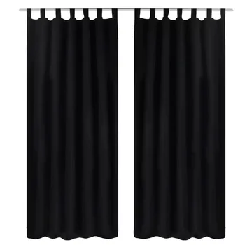 

VidaXL 2 Pcs Black Micro-Satin Curtains With Loops 140 X 245 Cm Blackout Curtain Bedroom Dropshipping V3
