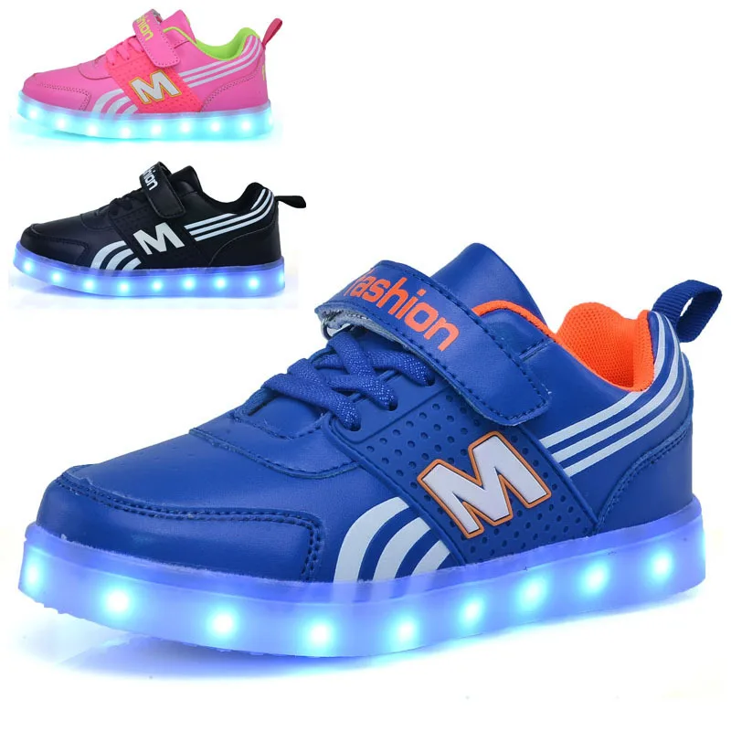 Children's Luminous Sneakers for Boy Girl USB Charging Autumn Winter Led Light Shoes for Kids Sneakers Baby Usb Recharge