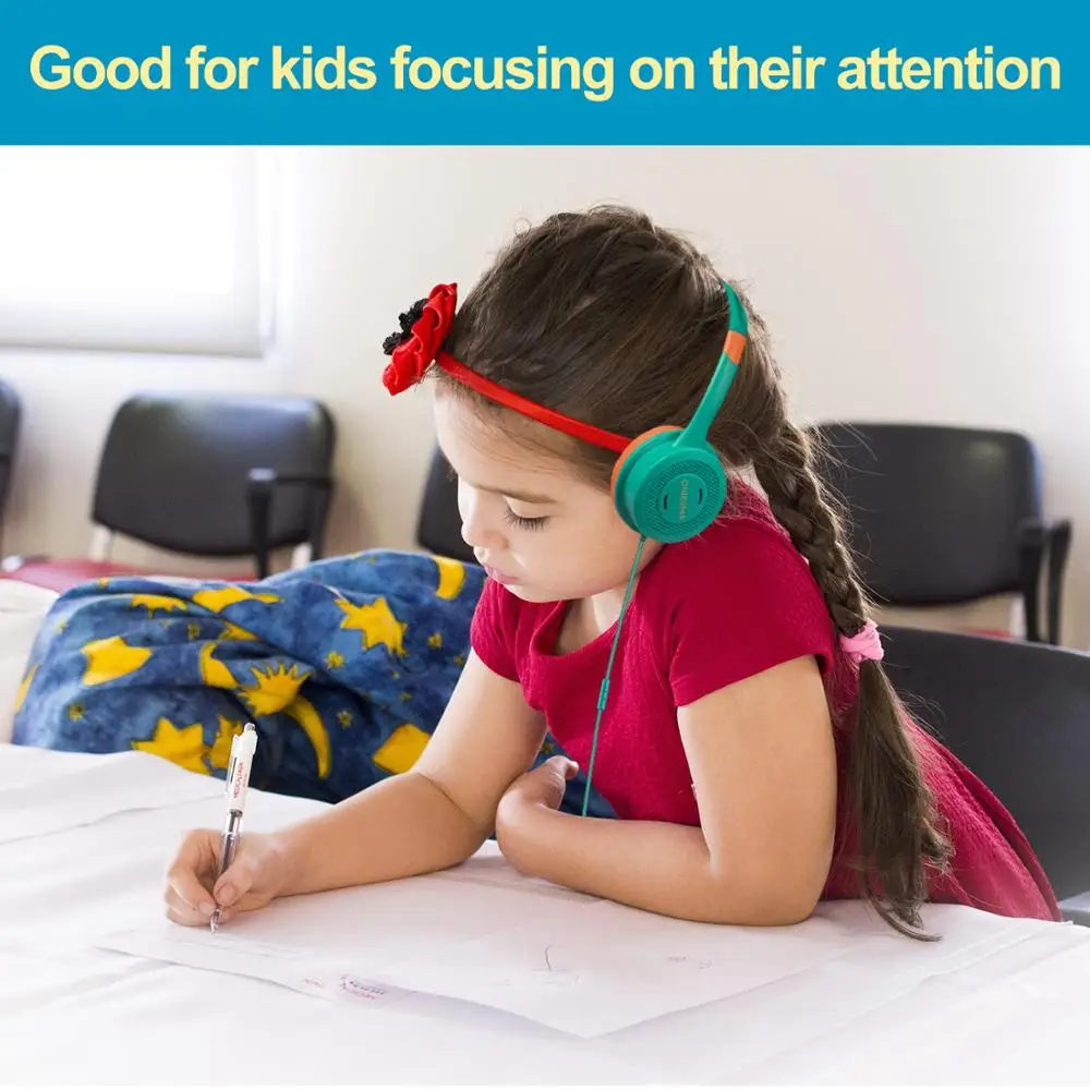 Kids Headphones Wired On Ear Headset with Microphone 85dB Volume Limited Hearing Protection Headset for Girls Boys IOS Android