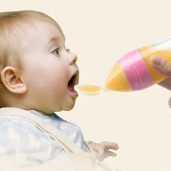 120ml Silicone Baby Feeding Bottle With Spoon Newborn Infant Squeeze Spoon Toddler Food Supplement Rice Cereal Bottle Milk Feed