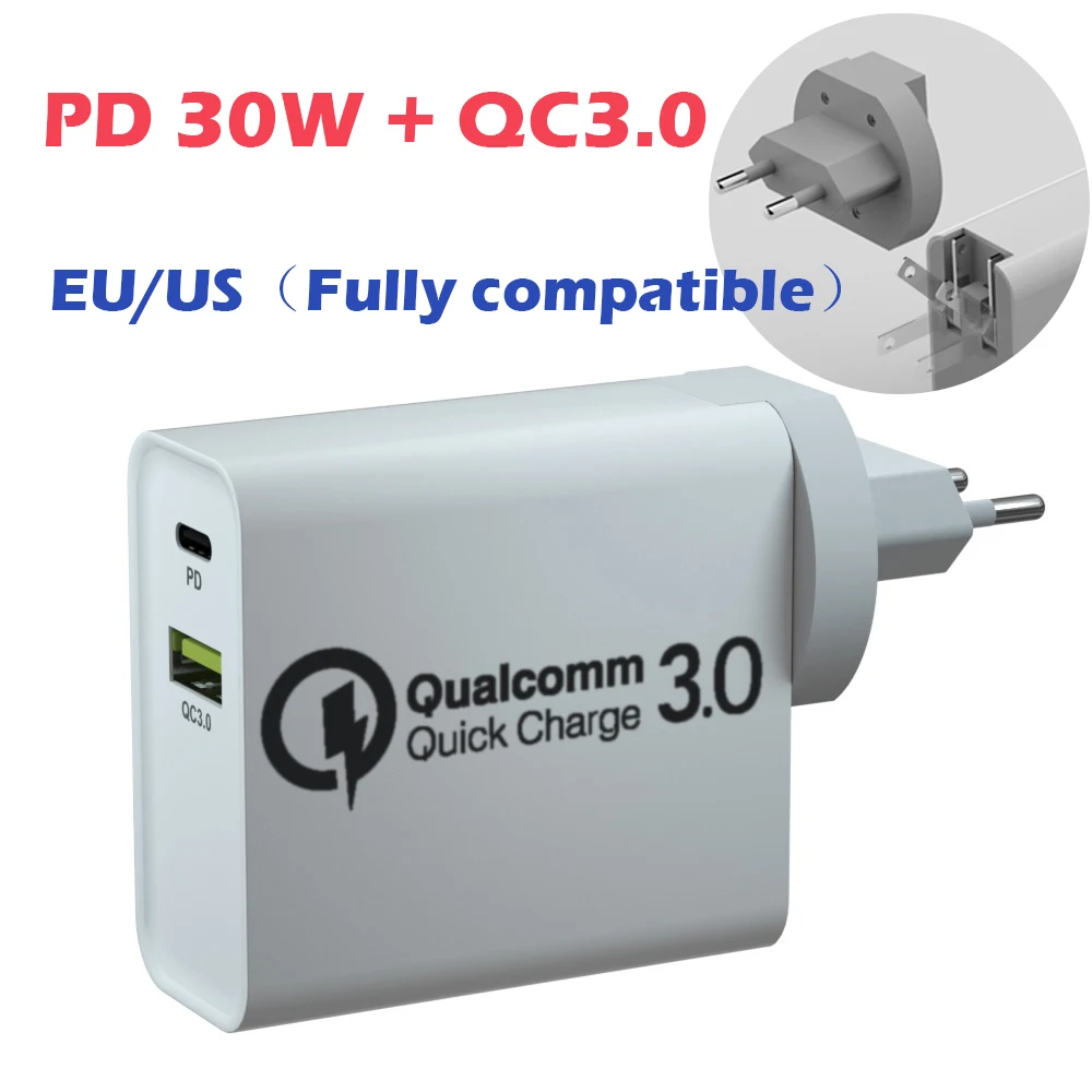 PD-QC Мульти USB зарядное устройство 48 Вт PD Быстрая зарядка 3,0 type C USB зарядное устройство для iPhone 11Pro huawei samsung EU/US USB C зарядное устройство для Macbook - Тип штекера: PD-QC