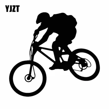 

YJZT 15.5CM*14.4CM Cycling Mountain Bike Horseman Delicate Vinly Decal Interesting Decor Car Sticker Black/Silver C27-0653