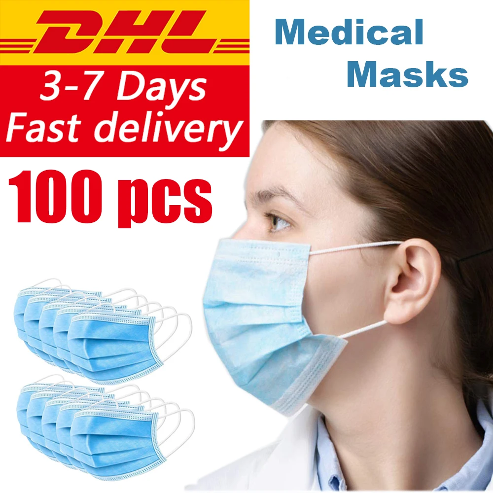 

SHIPPED NOW !100pcs Disposable Dustproof Surgical Face Mouth Masks Face Mask DHL Shipping or Aliexpress standard shipping