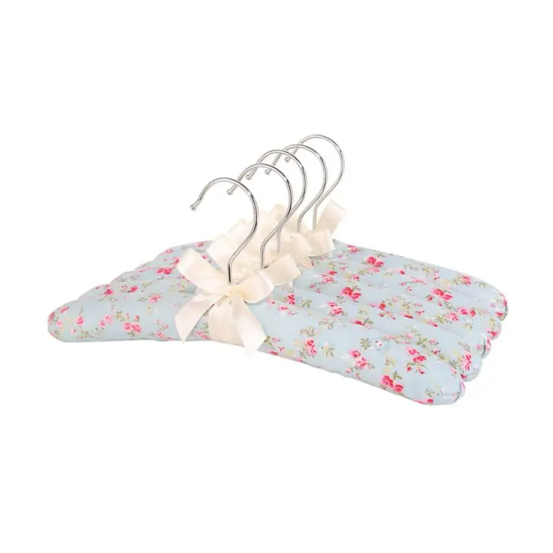 Flower Printed Cotton Fabric Sponge Hanger Elegant Sponge Padded Clothes Hanger Clothes Suit Dress Hangers Random Printed 1PC 3
